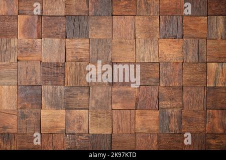 brown wooden wall as background. rustic wood texture from small planks Stock Photo