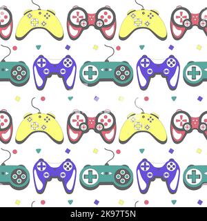Seamless pattern gamepad in retro style. Game controller vector illustration Stock Vector