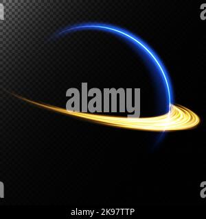 The edge of a solar eclipse on a black background, blue. Blue eclipse for product advertising, natural phenomena, horror concept and others. Stock Vector