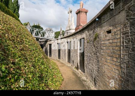 Ancient, beautifully ornate sarcophagus, graves and mausoleum in Glasnevin Cemetery, Dublin, Ireland Stock Photo