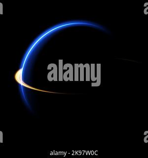The edge of a solar eclipse on a black background, blue. Blue eclipse for product advertising, natural phenomena, horror concept and others. Stock Vector
