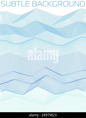 Abstract subtle background by thin broken bluish lines with color transition. Guilloched vertical vector graphic pattern Stock Vector