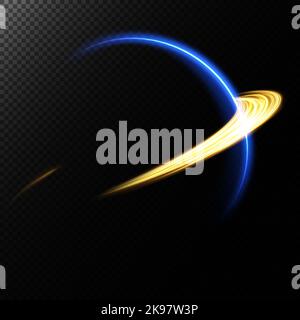 The edge of a solar eclipse on a black background, blue. Blue eclipse for product advertising, natural phenomena, horror concept and others. Stock Vector