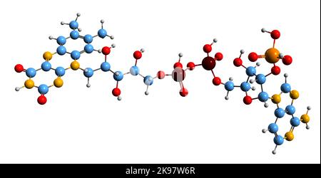 3D image of Adenosine monophosphate skeletal formula - molecular chemical structure of nucleotide AMP isolated on white background Stock Photo