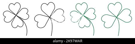 Leaf clover line icons. Saint patrick symbol. Ecology concept. Stock Vector