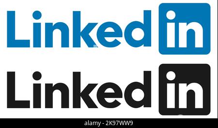 Linkedin logo in black and blue colors. Linkedin vector icon. Stock Vector