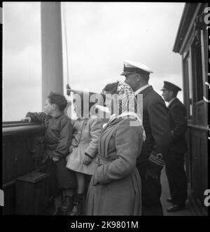 Home transport of Danish refugees. On the train ferry Malmö. Stock Photo