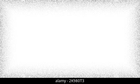 Grain wave textured background. Black stipple dots wavy frame. Curve noise dot work gradient. Abstract grunge banner. Stochastic wallpaper Stock Vector
