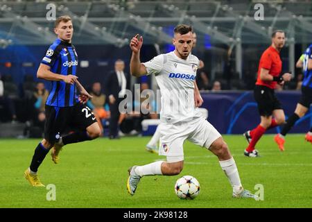 Milan, Italy - October 26, 2022, Pavel Bucha (FC Victoria Plzen) during the UEFA Champions League, Group C football match between FC Internazionale and Viktoria Plzen (Pilsen) on October 26, 2022 at Giuseppe Meazza stadium in Milan, Italy - Photo Morgese-Rossini / DPPI Stock Photo
