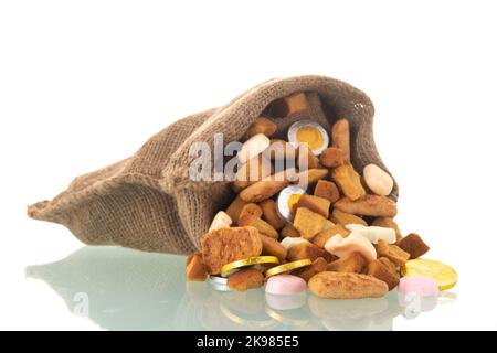 Jute bag full of Dutch Sinterklaas presents with neutral wrapping paper  Stock Photo - Alamy