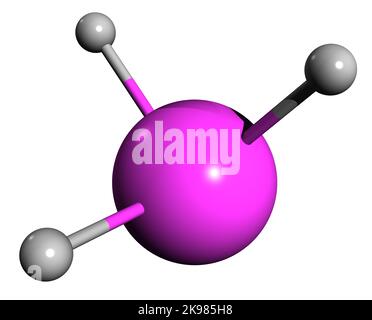 3D image of arsine skeletal formula - molecular chemical structure of Arsenic trihydride isolated on white background Stock Photo