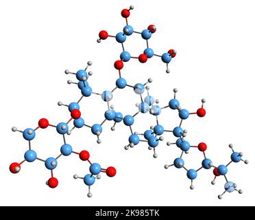 3D image of Astragaloside II skeletal formula - molecular chemical structure of Saponin isolated on white background Stock Photo