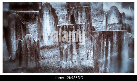 Antique Gravestones in a New England graveyard Stock Photo