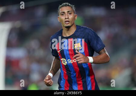 Barcelona, Spain. 26/10/2022, Raphinha of FC Barcelona during the UEFA Champions League match between FC Barcelona and FC Bayern Munchen at Spotify Camp Nou in Barcelona, Spain. Stock Photo