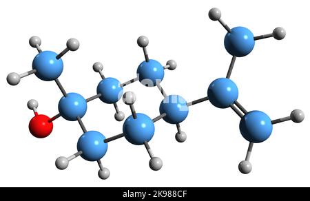 3D image of  beta-Terpineol skeletal formula - molecular chemical structure of isomeric monoterpenoid isolated on white background Stock Photo