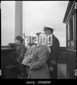 Home transport of Danish refugees. On the train ferry Malmö. Stock Photo