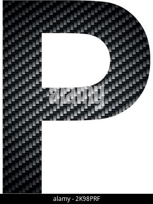 English alphabet letter P, carbon dark texture on white background - Vector illustration Stock Vector