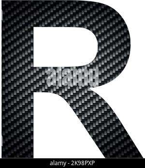 English alphabet letter R, carbon dark texture on white background - Vector illustration Stock Vector