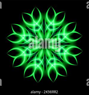 Neon element round shape green on a black background Stock Vector