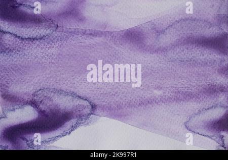 Abstract background and texture pattern  with  purple color flow on white background, Illustration watercolor hand draw and painted on paper Stock Photo