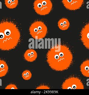 Seamless pattern with spiders and eyes for flyers and postcards. Doodle and street graffiti style. Happy Halloween card. Vector illustration. Stock Vector