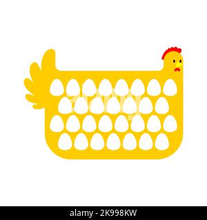 Laying hen and many eggs. Vector illustration Stock Vector