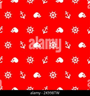 Anchor and rudder and skull pattern seamless. Baby fabric texture Pirate theme Stock Vector