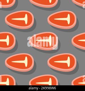 Piece of meat pattern seamless. Raw chop background. Meat texture Stock Vector