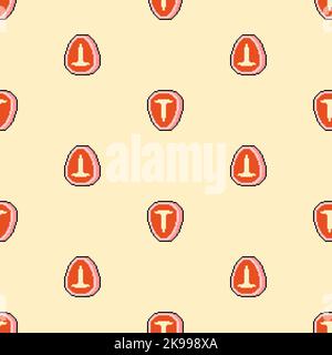 Piece of meat pixel art pattern seamless. Raw chop 8 bit background ...