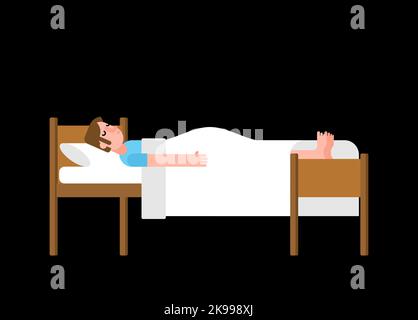 Guy sleeping in bed. Vector illustration Stock Vector