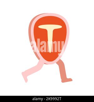 Piece of meat run. Raw chop running. Meat delivery concept Stock Vector