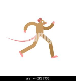 Mouse is running. Rat run. Vector illustration Stock Vector