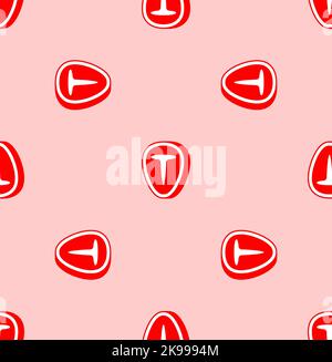 Piece of meat pattern seamless. Raw chop background. Meat texture Stock Vector