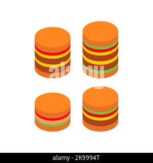 Burgers set sign. Hamburger icon. Simplified fast food symbol Stock Vector