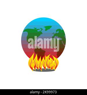 Earth is on fire. Planet Earth is on fire. Vector illustration Stock Vector