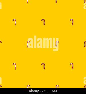Christmas lollipop pixel art pattern seamless. candy stick 8 bit background. pixelated Baby fabric texture Stock Vector