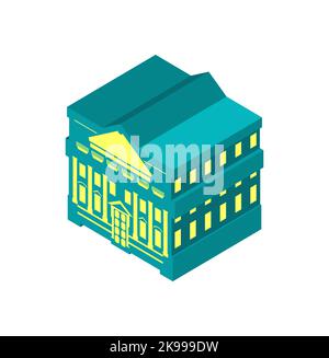 Manor building isometric style sign. Vector illustration Stock Vector