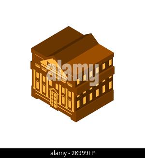Bank building isometric style sign. Vector illustration Stock Vector