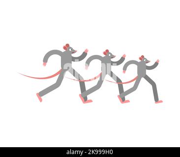 Mouse is running. Rat run. Vector illustration Stock Vector