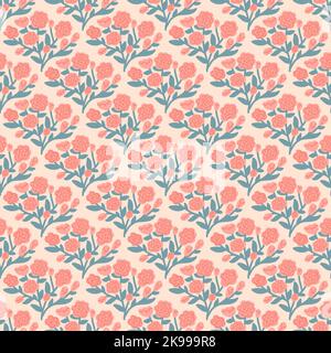 Roses and leaves vector damask seamless pattern Stock Vector