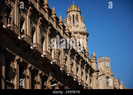 Catalonia capital city Barcelona in Spain. Hotel Colonial Barcelona looking up Via Laietana Stock Photo