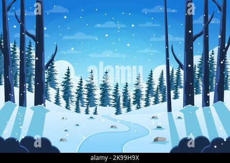 beautiful winter landscape illustration Stock Vector