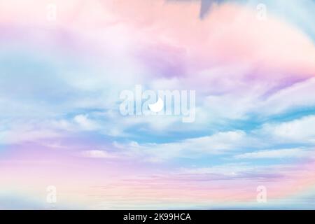 Solar eclipse in the among the multicolored sky Stock Photo