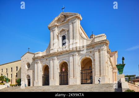 Port town Cagliari capital city of the Italian Mediterranean   island of Sardinia. Sanctuary of Our Lady of Bonaria, and Stock Photo