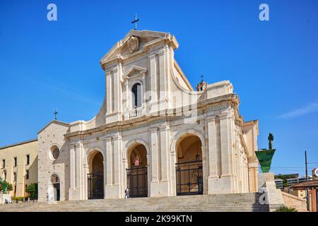 Port town Cagliari capital city of the Italian Mediterranean   island of Sardinia. Sanctuary of Our Lady of Bonaria, and Stock Photo