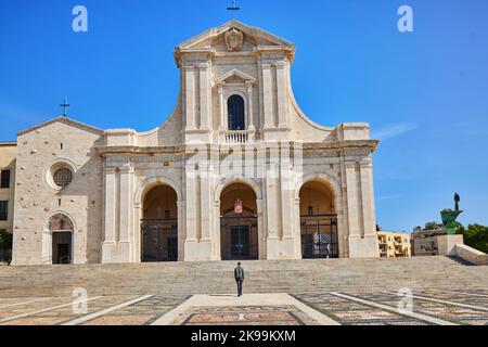 Port town Cagliari capital city of the Italian Mediterranean   island of Sardinia. Sanctuary of Our Lady of Bonaria, and Stock Photo