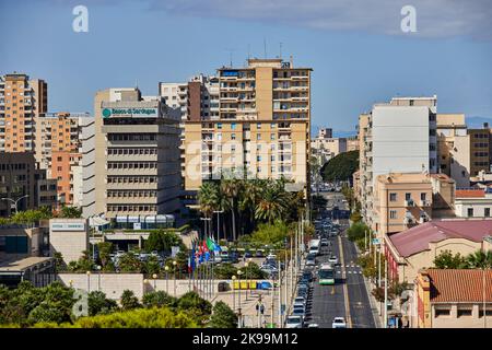 Port town Cagliari capital city of the Italian Mediterranean   island of Sardinia. view scene =street scene Stock Photo