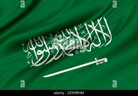 Saudi Arabia flag, Statement translation: There is no God but Allah, Muhammad is the Messenger of Allah, use it for national day and and country natio Stock Photo
