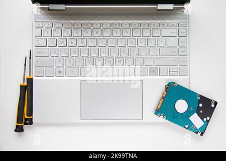 Electronic motherboard, isometric processor microchip, motherboard parts and laptop notebook , digital communication, people and technologies, digital Stock Photo