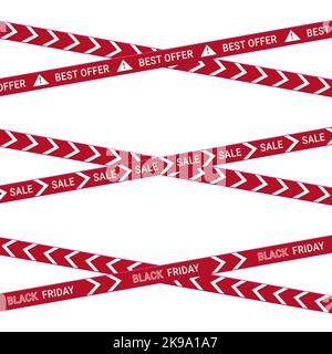 set of red sale ribbons arranged crosswise discount vector Stock Vector